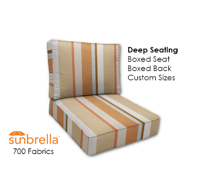 Show products in category Deep Seat Boxed Seat & Back Cushions Sunbrella Fabrics Picture for category Deep Seat Boxed Seat & Back Cushions Sunbrella Fabrics