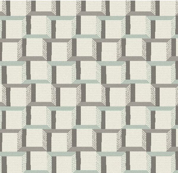 Sunbrella Beveled Squares Mist outdoor fabric for patio furniture cushions and outdoor pillows