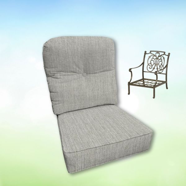 Sunbrella Canvas Granite Hanamint Replacement Cushions Club Chair | Estate Back