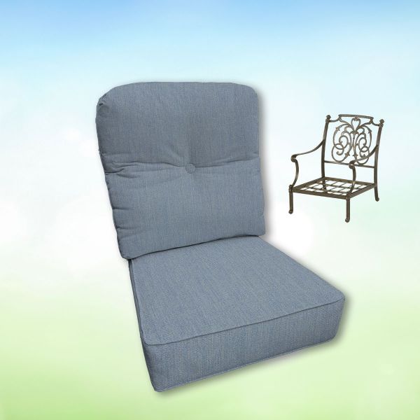 Sunbrella Canvas Haze Hanamint Replacement Cushions Club Chair | Estate Back