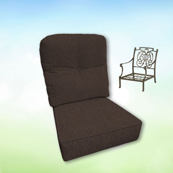 Sunbrella Canvas Java Hanamint Replacement Cushions Club Chair | Estate Back