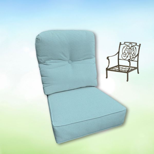 Sunbrella Canvas Mineral Hanamint Replacement Cushions Club Chair | Estate Back