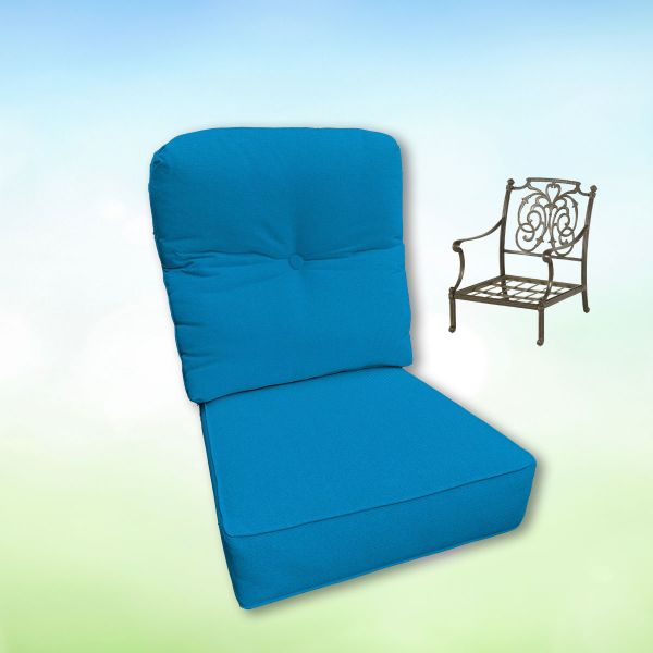 Sunbrella Canvas Pacific Blue Hanamint Replacement Cushions Club Chair | Estate Back