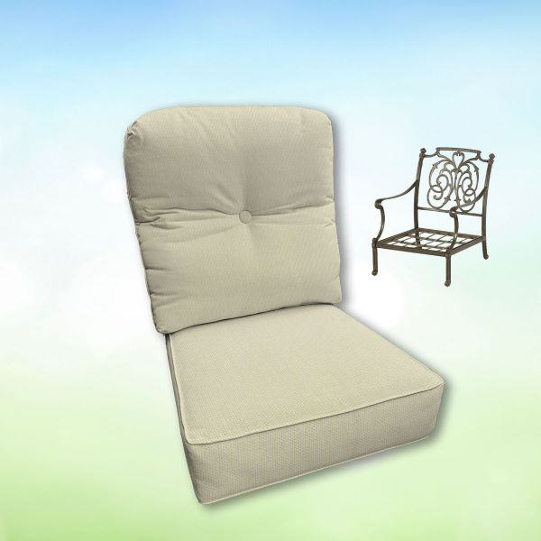 Sunbrella Canvas Birds Eye Hanamint Replacement Cushions Club Chair | Estate Back