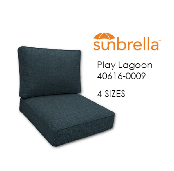Economy Deep Seating Replacement Cushions in Sunbrella Play Lagoon Fabrics