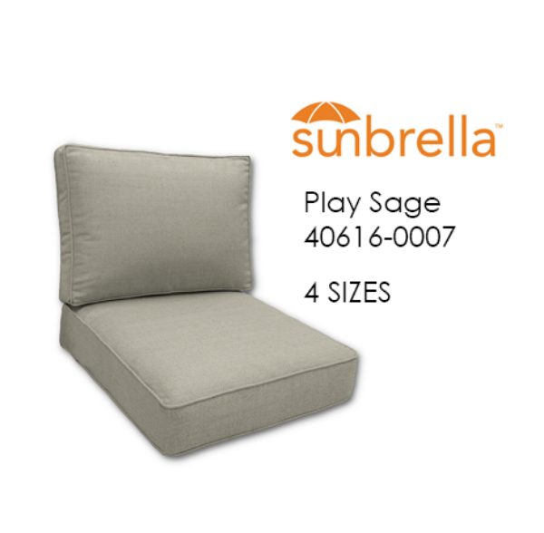 Economy Deep Seating Replacement Cushions in Sunbrella Play Sage Fabrics