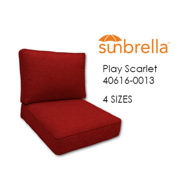 Economy Deep Seating Replacement Cushions in Sunbrella Play Scarlet Fabrics