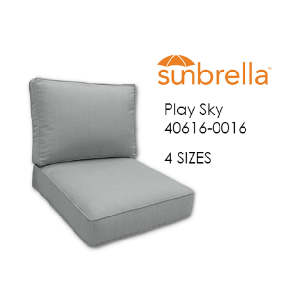 Economy Deep Seating Replacement Cushions in Sunbrella Play Sky Fabrics