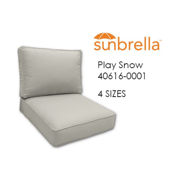 Economy Deep Seating Replacement Cushions in Sunbrella Play Snow Fabrics