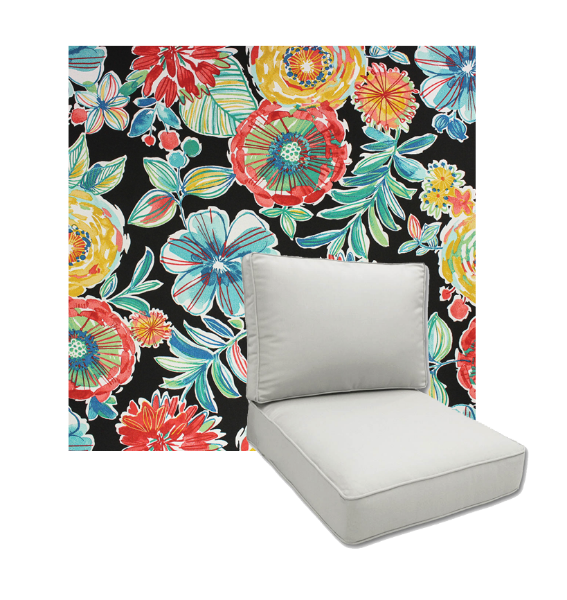 Colsen Noir by Richloom Solarium Deep Seating Patio Chair Cushions