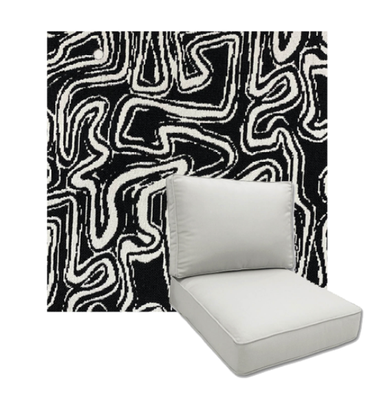 Squiggle Carbon by Revolution Performance Fabrics Deep Seating Patio Chair Cushions