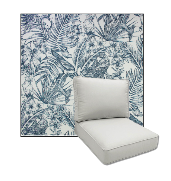 Wilshire Indigo by Richloom Solarium Deep Seating Patio Chair Cushions