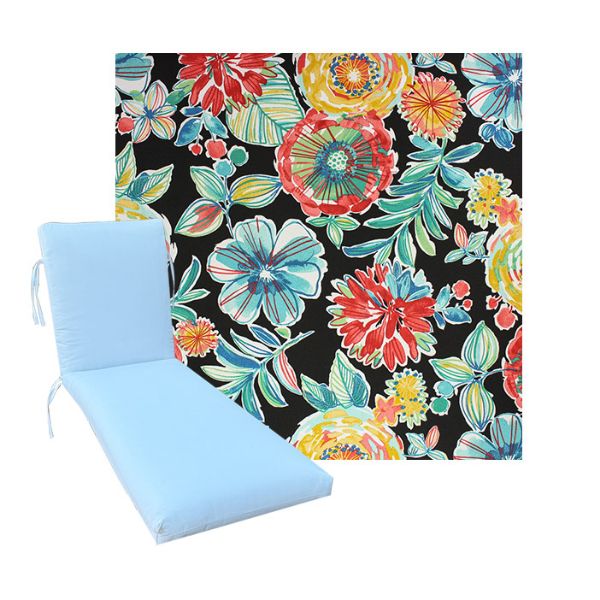 Universal Chaise Cushions in Richloom Solarium Colsen Noir - 3 Universal Sizes