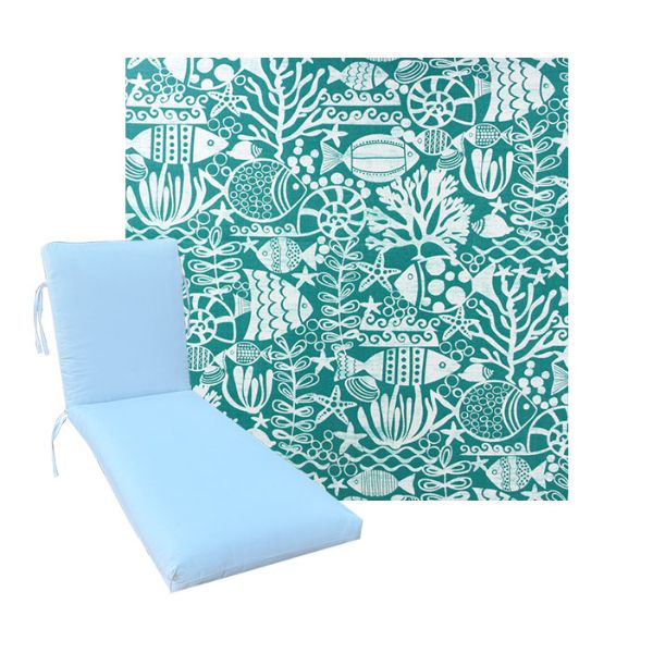 Universal Chaise Cushions in Richloom Solarium Seagate Ocean 3 Universal Sizes