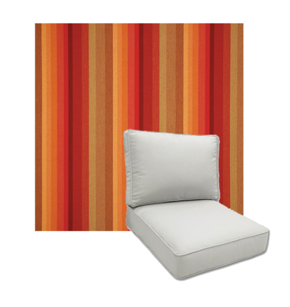 Universal Deep Seating Replacement Cushions in Sunbrella Astoria Sunset Outdoor Fabric