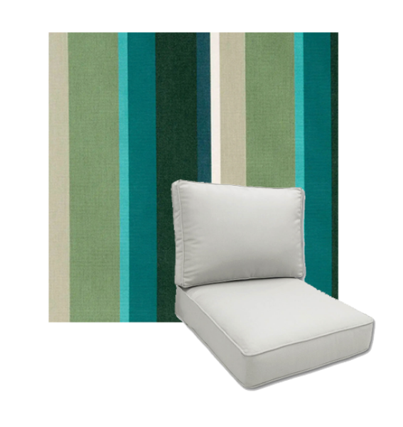Universal Deep Seating Replacement Cushions in Sunbrella Beaming Lagoon Outdoor Fabric
