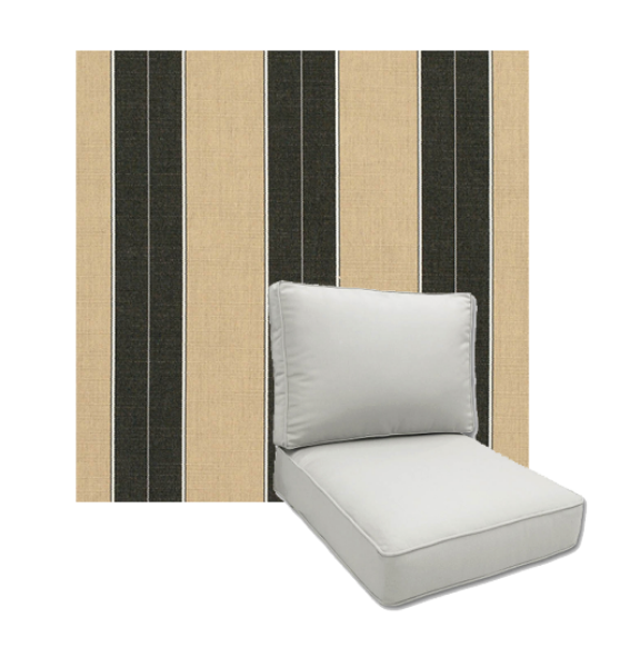 Universal Deep Seating Replacement Cushions in Sunbrella Berenson Tuxedo Outdoor Fabric