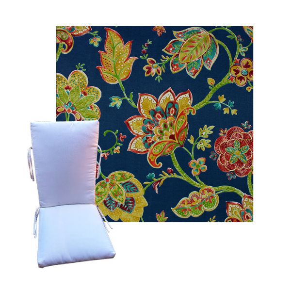 Kayton Navy by Richloom Solarium - Universal Patio Chair Cushion With Ties