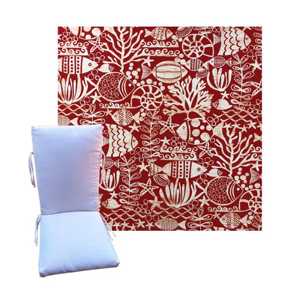 Seagate Red by Richloom Solarium - Universal Patio Chair Cushion With Ties