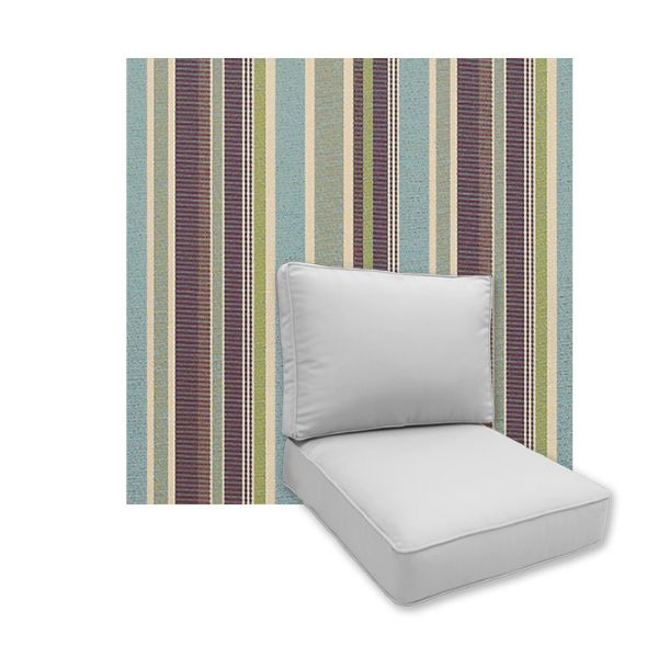 Universal Deep Seating Replacement Cushions in Sunbrella Brannon Whisper Outdoor Fabric