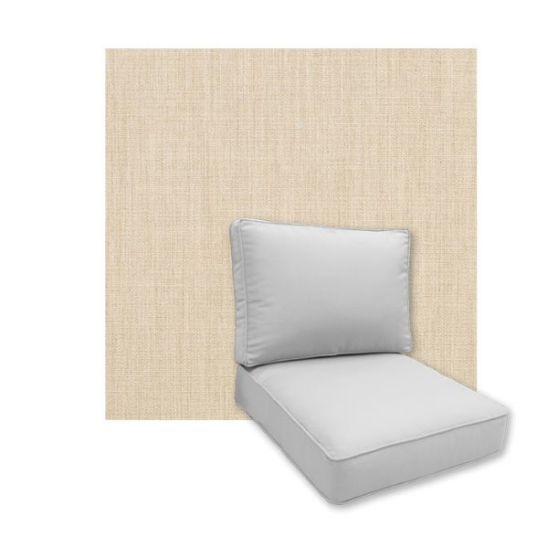 Universal Deep Seating Replacement Cushions in Sunbrella Canvas Flax Outdoor Fabric