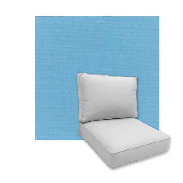Universal Deep Seating Replacement Cushions in Sunbrella Canvas Sky Blue Outdoor Fabric