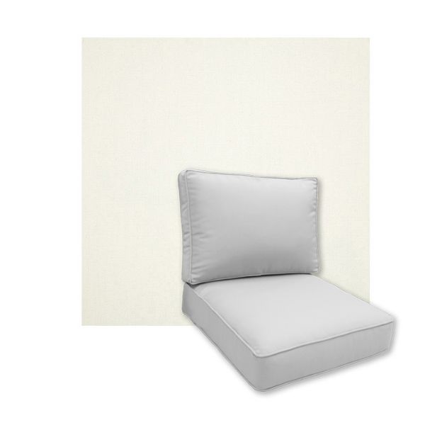 Universal Deep Seating Replacement Cushions in Sunbrella Canvas Whtie Outdoor Fabric