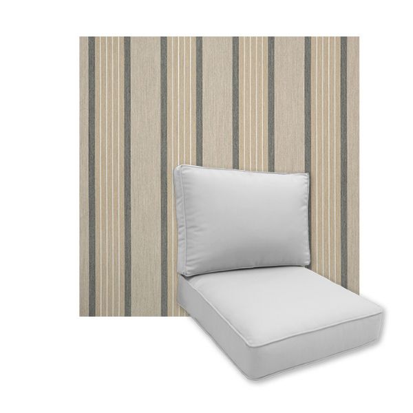 Universal Deep Seating Replacement Cushions in Sunbrella Cove Pebble Outdoor Fabric