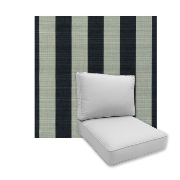 Universal Deep Seating Replacement Cushions in Sunbrella Expressive Mist Outdoor Fabric