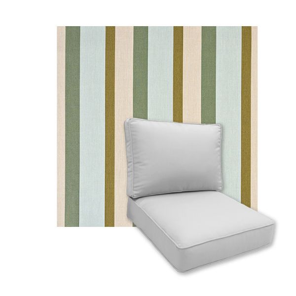 Universal Deep Seating Replacement Cushions in Sunbrella Gateway Aloe Outdoor Fabric
