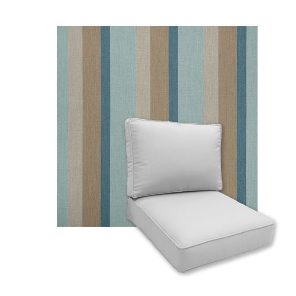 Universal Deep Seating Replacement Cushions in Sunbrella Gateway Mist Outdoor Fabric