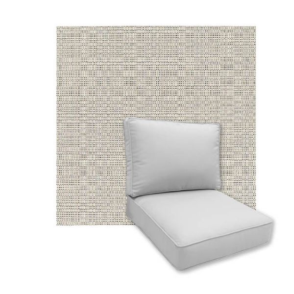Universal Deep Seating Replacement Cushions in Sunbrella Linen Silver Outdoor Fabric