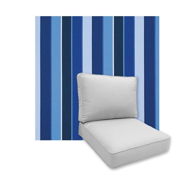 Universal Deep Seating Replacement Cushions in Sunbrella Milano Cobalt Outdoor Fabric