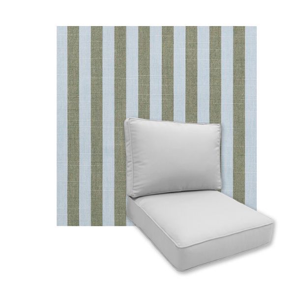 Universal Deep Seating Replacement Cushions in Sunbrella Sail Away Aloe Outdoor Fabric
