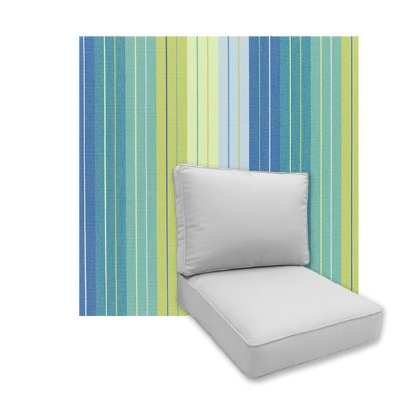 Universal Deep Seating Replacement Cushions in Sunbrella Seville Seaside Outdoor Fabric