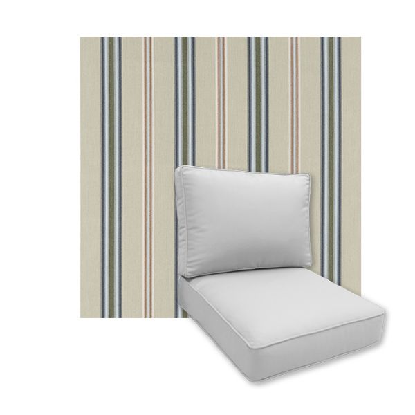 Universal Deep Seating Replacement Cushions in Sunbrella Saltillo Sagebrush Outdoor Fabric
