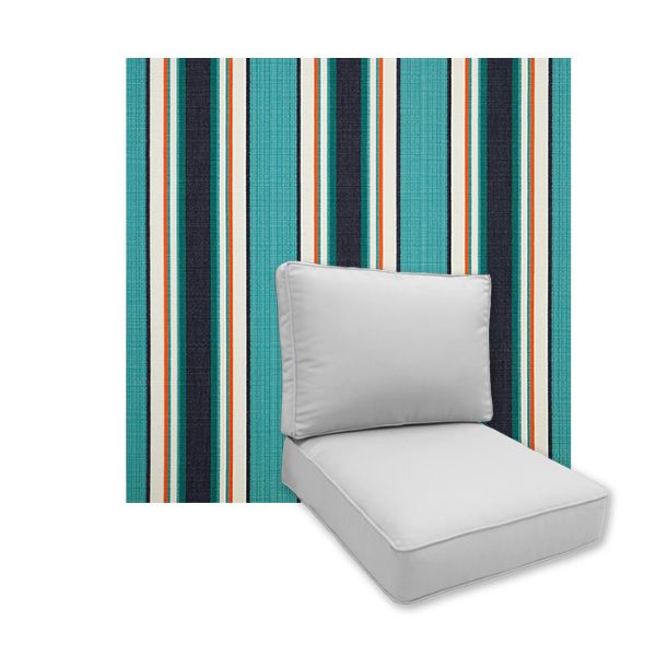 Universal Deep Seating Replacement Cushions in Sunbrella Token Surfside Outdoor Fabric