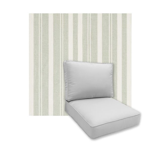 Universal Deep Seating Replacement Cushions in Sunbrella Tranquil Sage Outdoor Fabric