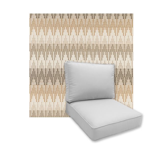 Universal Deep Seating Replacement Cushions in Sunbrella Valley Dune Outdoor Fabric