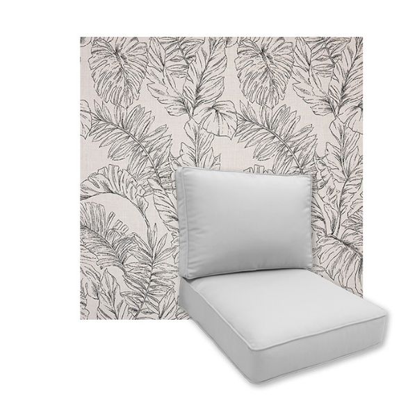 Universal Deep Seating Replacement Cushions in Sunbrella Calm Graphite Outdoor Fabric