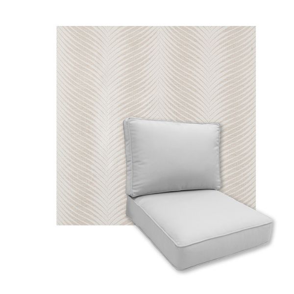 Universal Deep Seating Replacement Cushions in Sunbrella Clock Out Cloud Outdoor Fabric