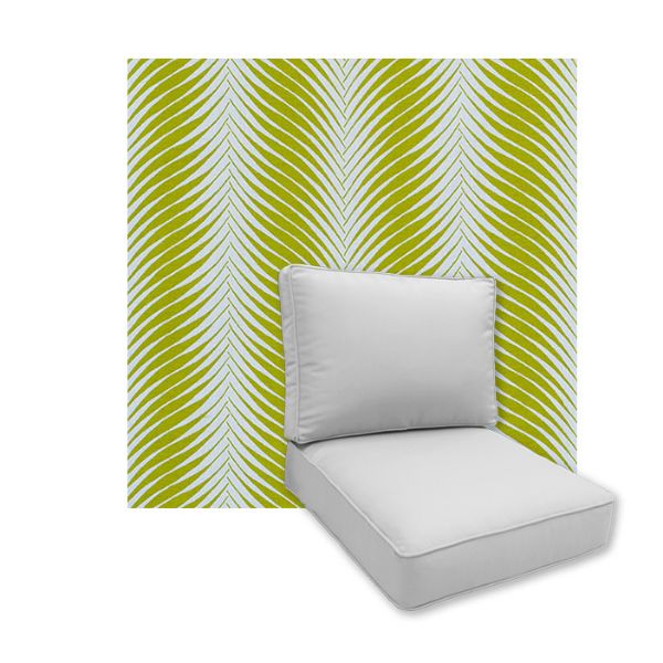 Universal Deep Seating Replacement Cushions in Sunbrella Clock Out Frond Outdoor Fabric