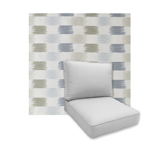 Universal Deep Seating Replacement Cushions in Sunbrella Dream Mist Outdoor Fabric