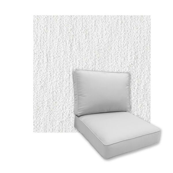 Universal Deep Seating Replacement Cushions in Sunbrella Improve White Outdoor Fabric