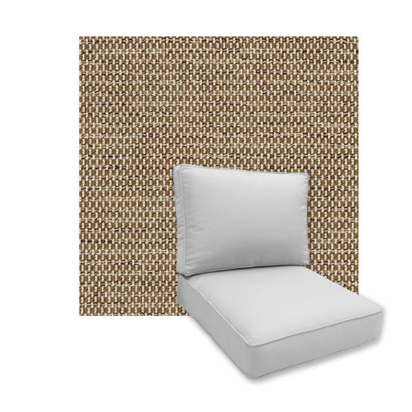 Universal Deep Seating Replacement Cushions in Sunbrella Mainstreet Latte Outdoor Fabric