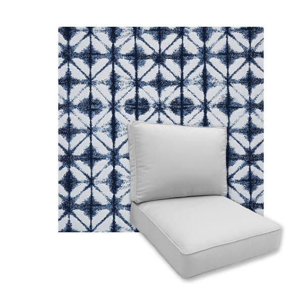 Universal Deep Seating Replacement Cushions in Sunbrella Midori Indigo Outdoor Fabric