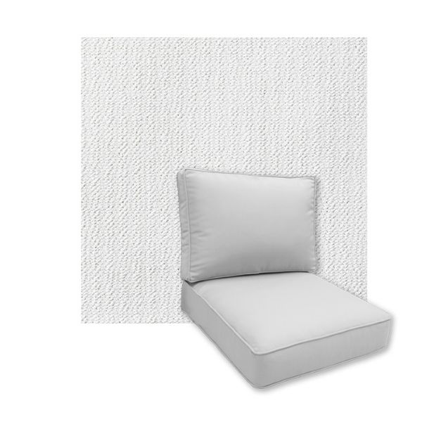 Universal Deep Seating Replacement Cushions in Sunbrella Momento Snow Outdoor Fabric