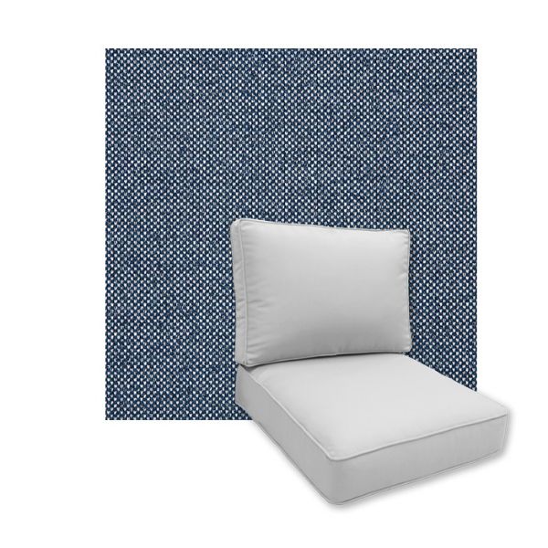 Universal Deep Seating Replacement Cushions in Sunbrella Nurture Indigo Outdoor Fabric