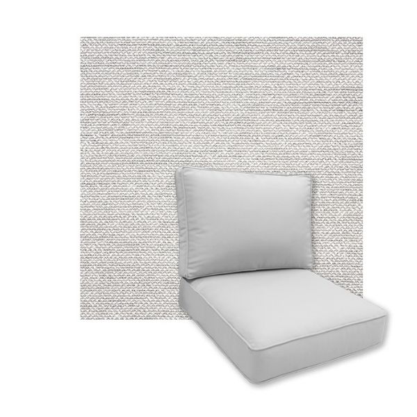 Universal Deep Seating Replacement Cushions in Sunbrella Nurture Pebble Outdoor Fabric