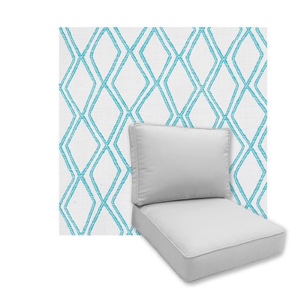 Universal Deep Seating Replacement Cushions in Sunbrella Voyage Breeze Outdoor Fabric